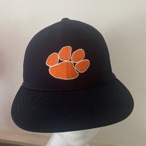 Clemson Tigers Hat Paw Cap Fitted Mens Sm Med Size Black College Football ES341